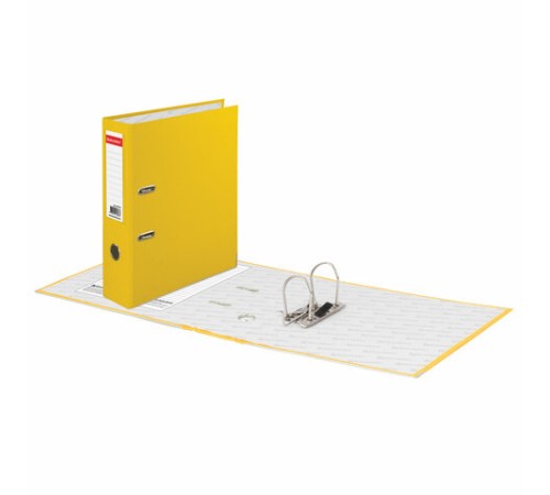 Папка-регистратор BRAUBERG с покрытием из ПВХ, 80 мм, с уголком, желтая (удвоенный срок службы), 227194