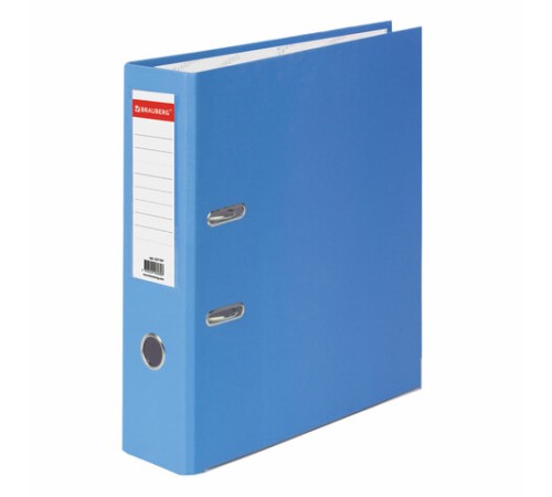 Папка-регистратор BRAUBERG с покрытием из ПВХ, 80 мм, с уголком, голубая (удвоенный срок службы), 227197