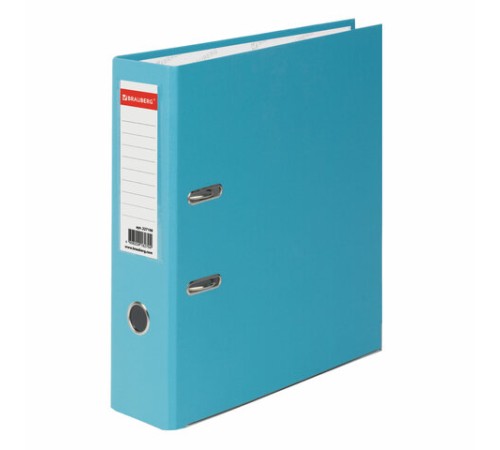 Папка-регистратор BRAUBERG с покрытием из ПВХ, 80 мм, с уголком, бирюзовая (удвоенный срок службы), 227198