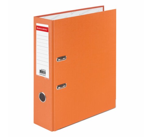 Папка-регистратор BRAUBERG с покрытием из ПВХ, 80 мм, с уголком, оранжевая (удвоенный срок службы), 227199