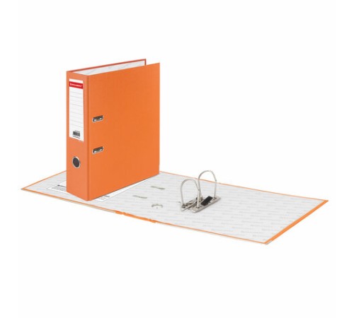 Папка-регистратор BRAUBERG с покрытием из ПВХ, 80 мм, с уголком, оранжевая (удвоенный срок службы), 227199