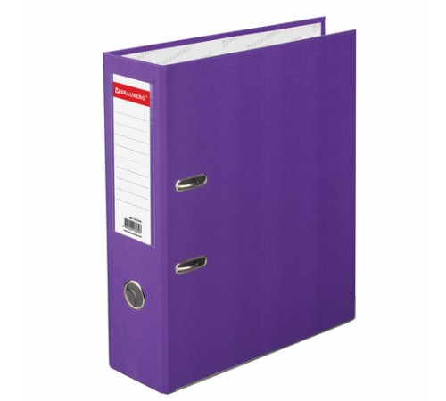 Папка-регистратор BRAUBERG с покрытием из ПВХ, 80 мм, с уголком, фиолетовая (удвоенный срок службы), 227200
