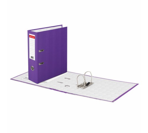 Папка-регистратор BRAUBERG с покрытием из ПВХ, 80 мм, с уголком, фиолетовая (удвоенный срок службы), 227200