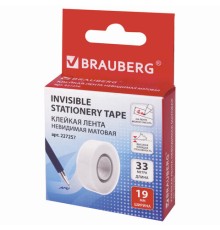 Клейкая лента невидимая, матовая, 19 мм х 33 м, BRAUBERG, 227257