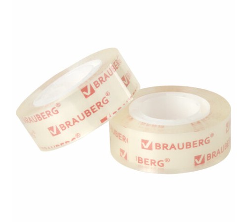 Клейкие ленты 19 мм х 33 м КРИСТАЛЬНЫЕ, BRAUBERG, КОМПЛЕКТ 2 шт., европодвес, 227261