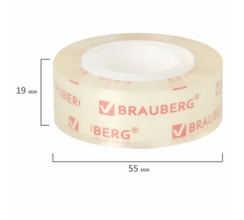 Клейкие ленты 19 мм х 33 м КРИСТАЛЬНЫЕ, BRAUBERG, КОМПЛЕКТ 2 шт., европодвес, 227261
