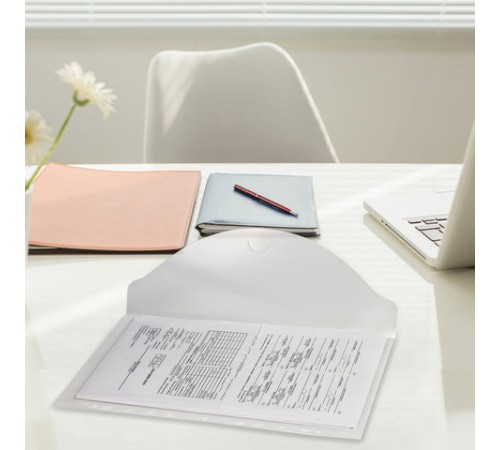 Папка-конверт с перфорацией BRAUBERG, А4, КОМПЛЕКТ 10 шт., до 50 листов, прозрачная, 0,15 мм, 227312