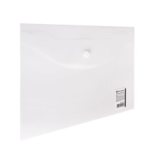 Папка-конверт с кнопкой МАЛОГО ФОРМАТА (240х190 мм), А5, матовая прозрачная, 0,18 мм, BRAUBERG, 227314