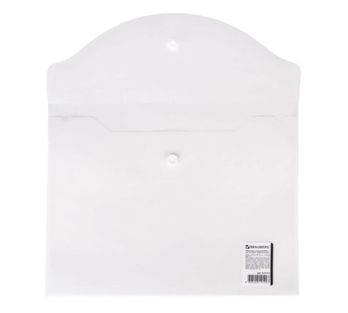 Папка-конверт с кнопкой МАЛОГО ФОРМАТА (240х190 мм), А5, матовая прозрачная, 0,18 мм, BRAUBERG, 227314