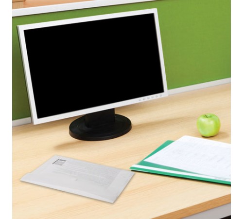 Папка-конверт с кнопкой МАЛОГО ФОРМАТА (240х190 мм), А5, матовая прозрачная, 0,18 мм, BRAUBERG, 227314