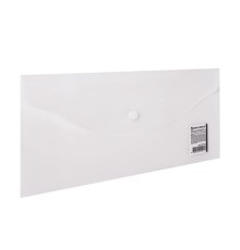 Папка-конверт с кнопкой МАЛОГО ФОРМАТА (250х135 мм), матовая прозрачная, 0,18 мм, BRAUBERG, 227316