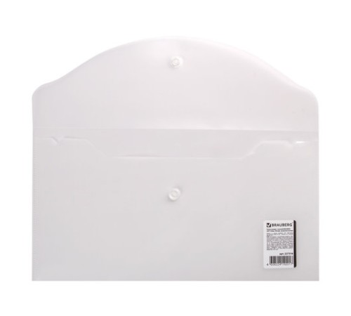 Папка-конверт с кнопкой МАЛОГО ФОРМАТА (250х135 мм), матовая прозрачная, 0,18 мм, BRAUBERG, 227316