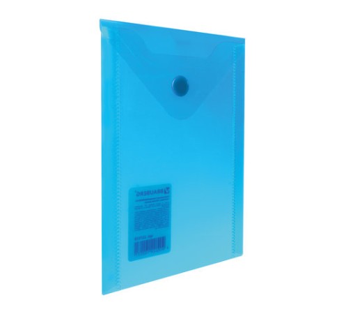 Папка-конверт с кнопкой МАЛОГО ФОРМАТА (105х148 мм), А6, синяя, 0,18 мм, BRAUBERG, 227317