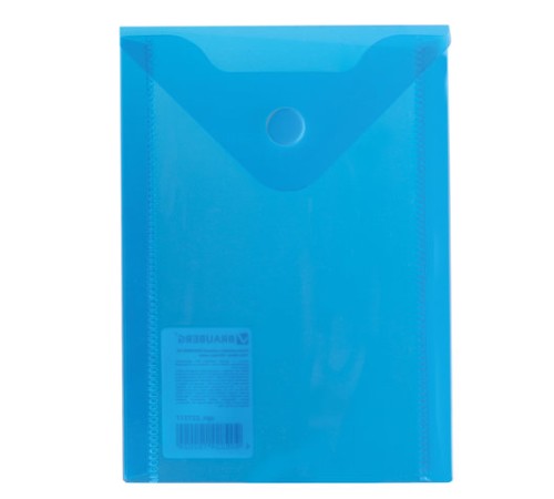 Папка-конверт с кнопкой МАЛОГО ФОРМАТА (105х148 мм), А6, синяя, 0,18 мм, BRAUBERG, 227317