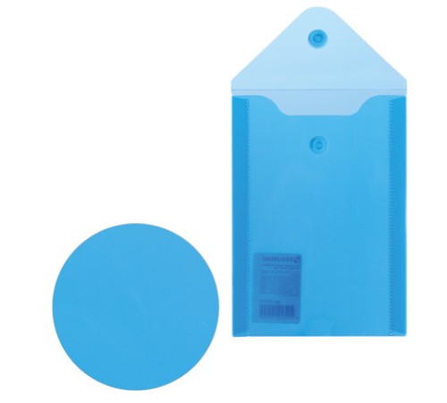 Папка-конверт с кнопкой МАЛОГО ФОРМАТА (105х148 мм), А6, синяя, 0,18 мм, BRAUBERG, 227317