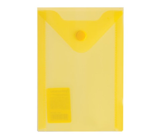 Папка-конверт с кнопкой МАЛОГО ФОРМАТА (105х148 мм), А6, желтая, 0,18 мм, BRAUBERG, 227319