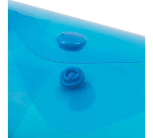 Папка-конверт с кнопкой МАЛОГО ФОРМАТА (74х105 мм), А7 (для дисконтных, банковских карт, визиток) прозр, синяя, 0,18 мм, BRAUBERG, 227323