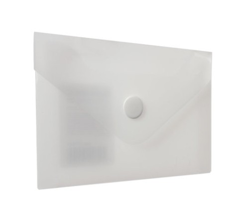 Папка-конверт с кнопкой МАЛОГО ФОРМАТА (74х105 мм), А7 (для визиток), матовая прозрачная, 0,18 мм BRAUBERG, 227325