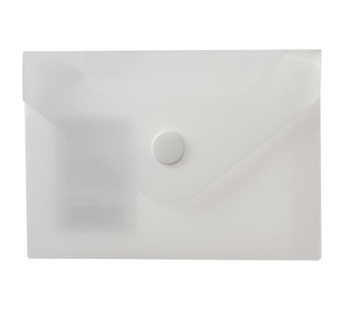 Папка-конверт с кнопкой МАЛОГО ФОРМАТА (74х105 мм), А7 (для визиток), матовая прозрачная, 0,18 мм BRAUBERG, 227325