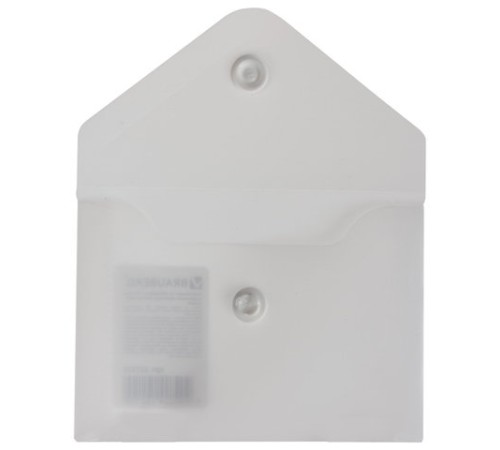 Папка-конверт с кнопкой МАЛОГО ФОРМАТА (74х105 мм), А7 (для визиток), матовая прозрачная, 0,18 мм BRAUBERG, 227325