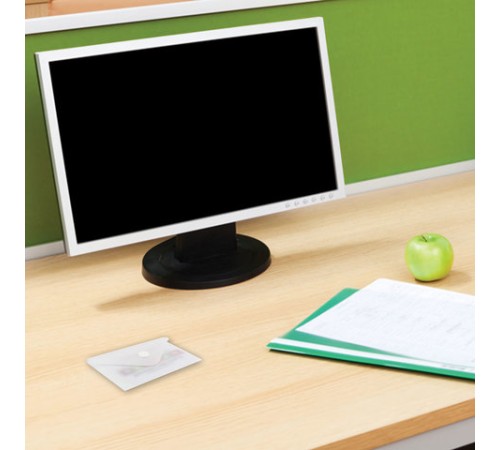 Папка-конверт с кнопкой МАЛОГО ФОРМАТА (74х105 мм), А7 (для визиток), матовая прозрачная, 0,18 мм BRAUBERG, 227325