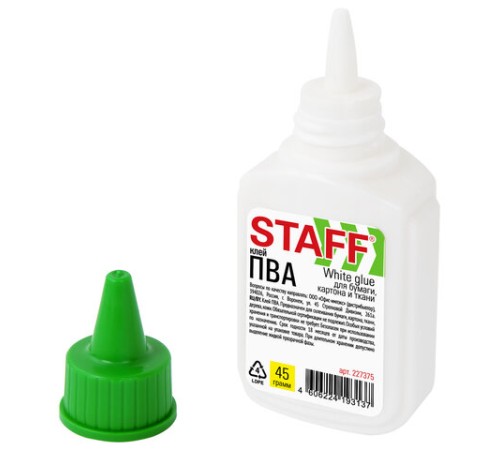 Клей ПВА STAFF EVERYDAY, 45 г, с дозатором, 227375