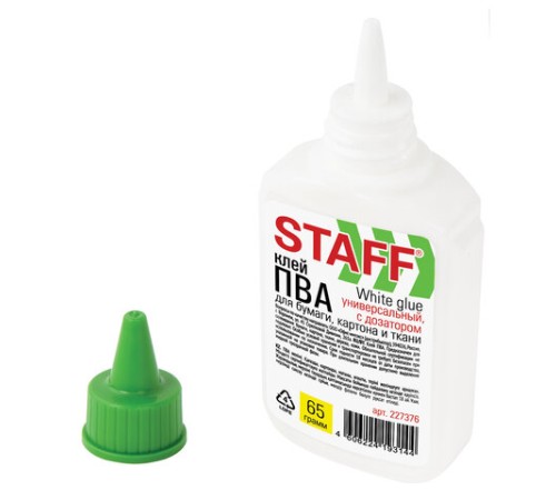 Клей ПВА STAFF EVERYDAY, 65 г, с дозатором, 227376