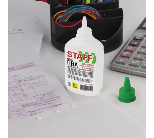 Клей ПВА STAFF EVERYDAY, 65 г, с дозатором, 227376