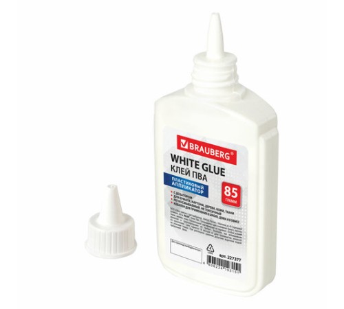 Клей ПВА BRAUBERG (бумага, картон, дерево), 85 г, 227377