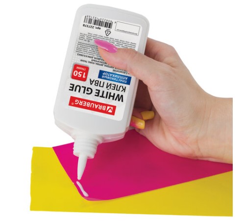 Клей ПВА BRAUBERG (бумага, картон, дерево), 150 г, 227378