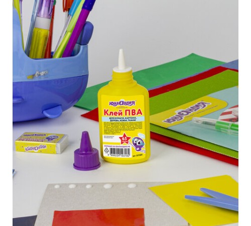 Клей ПВА ЮНЛАНДИЯ (бумага, картон, дерево), 65 г, 227380