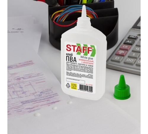 Клей ПВА STAFF EVERYDAY, 125 г, с дозатором, 227387