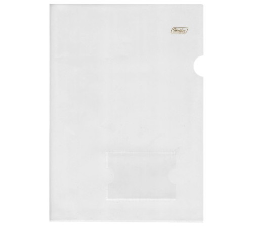 Папка-уголок с карманом для визитки, А4, прозрачная, 0,18 мм, AGкм4 00100, V246931