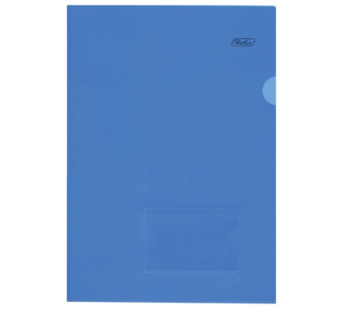 Папка-уголок с карманом для визитки, А4, синяя, 0,18 мм, AGкм4 00102, V246955