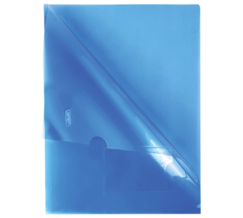 Папка-уголок с карманом для визитки, А4, синяя, 0,18 мм, AGкм4 00102, V246955