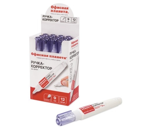 Ручка-корректор ОФИСНАЯ ПЛАНЕТА, 9 мл, металлический наконечник, 227571