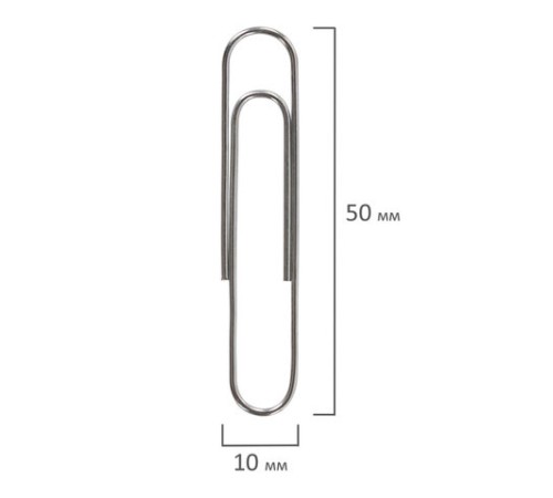 Скрепки большие 50 мм, BRAUBERG, оцинкованные, 50 шт., в картонной коробке, 227589