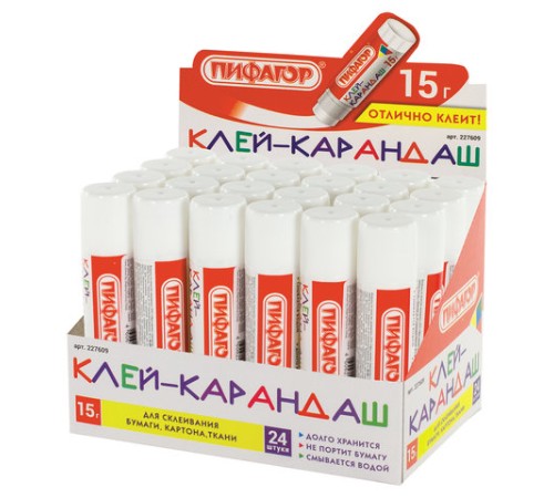 Клей-карандаш ПИФАГОР, 15 г, 227609