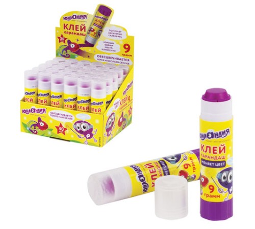 Клей-карандаш цветной ЮНЛАНДИЯ 