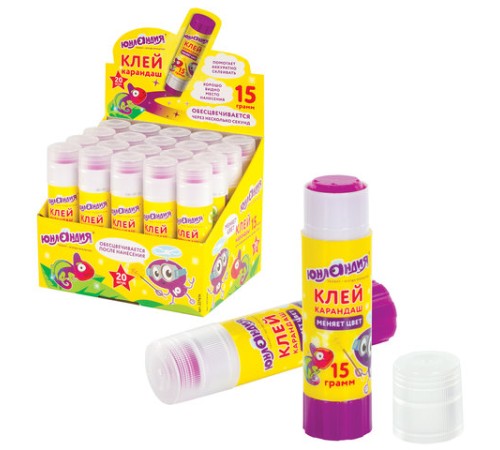 Клей-карандаш цветной ЮНЛАНДИЯ 