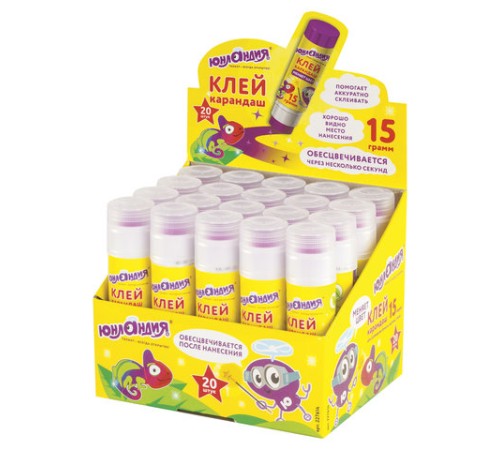 Клей-карандаш цветной ЮНЛАНДИЯ 