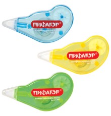 Корректирующая лента ПИФАГОР, 5 мм х 4 м, корпус ассорти, механизм перемотки, блистер, 227803