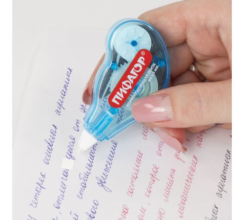 Корректирующая лента ПИФАГОР, 5 мм х 4 м, корпус ассорти, механизм перемотки, блистер, 227803