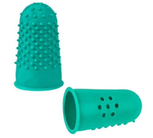 Напальчники резиновые с отверстиями, КОМПЛЕКТ 10 шт., диаметр 17 мм, зеленые, STAFF 