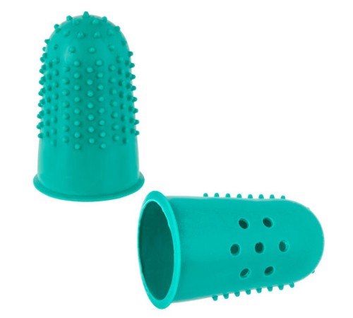 Напальчники резиновые с отверстиями, КОМПЛЕКТ 10 шт., диаметр 18 мм, зеленые, STAFF 