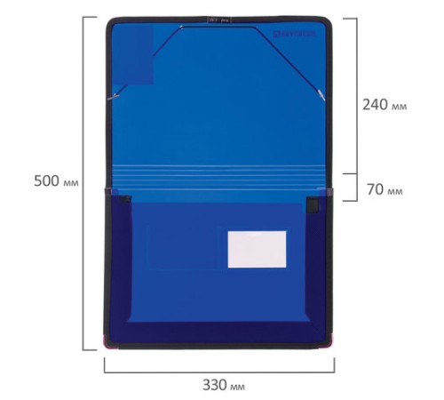 Папка на резинках BRAUBERG, широкая, А4, 330х240 мм, синяя, до 500 листов, 0,6 мм, 227978