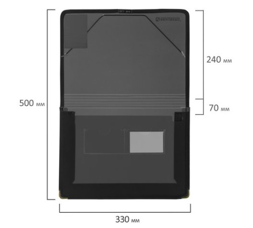 Папка на резинках BRAUBERG, широкая, А4, 330х240 мм, дымчатая, до 500 листов, 0,6 мм, 227979