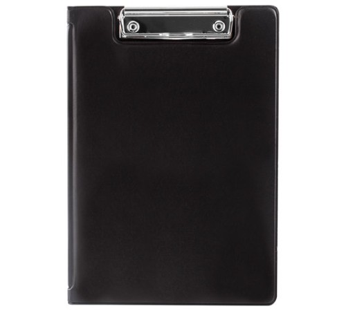 Папка-планшет МАЛЫЙ ФОРМАТ (180х255 мм) А5, BRAUBERG, с прижимом и крышкой, картон/ПВХ, черная, 227980
