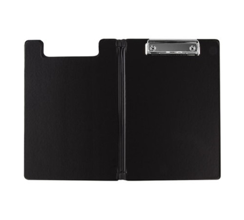 Папка-планшет МАЛЫЙ ФОРМАТ (180х255 мм) А5, BRAUBERG, с прижимом и крышкой, картон/ПВХ, черная, 227980