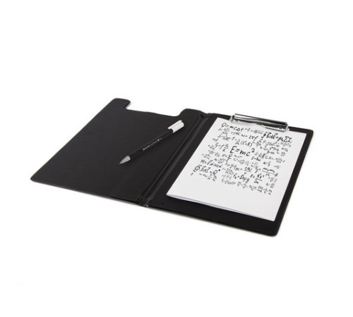 Папка-планшет МАЛЫЙ ФОРМАТ (180х255 мм) А5, BRAUBERG, с прижимом и крышкой, картон/ПВХ, черная, 227980